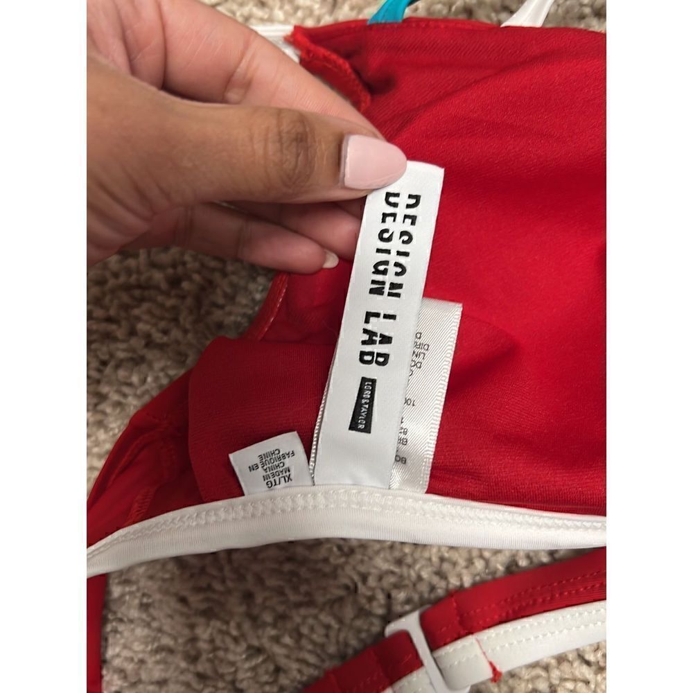 Design Lab criss cross Red Swim Resort Bikini Top size XL - Picture 3 of 4